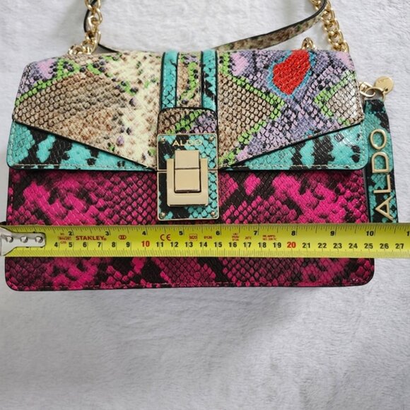 ALDO Women's Faux Leather Snake Print Crossbody Bag Adjustable Strap Multicolor - Picture 8 of 11
